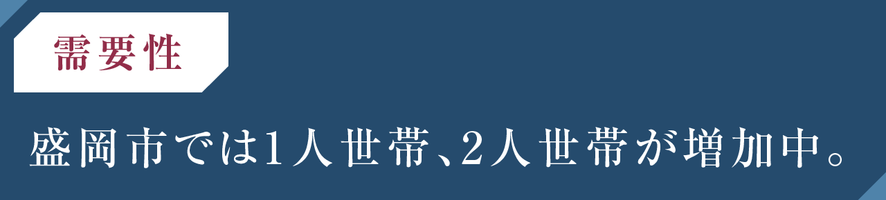 【需要性】盛岡市では1人世帯、2人世帯が増加中。